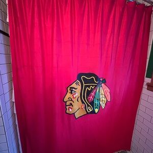 🏒 Chicago Blackhawks Red Shower Curtain.